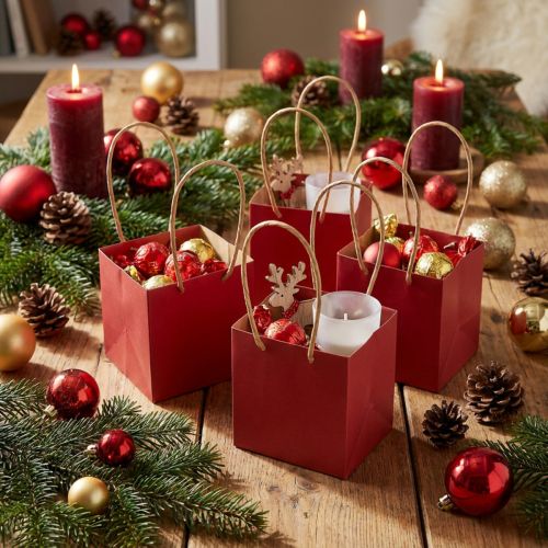 Papiertüten Rot mit Henkel Geschenktüten 10,5×10,5cm 8 St | Floristik24.de