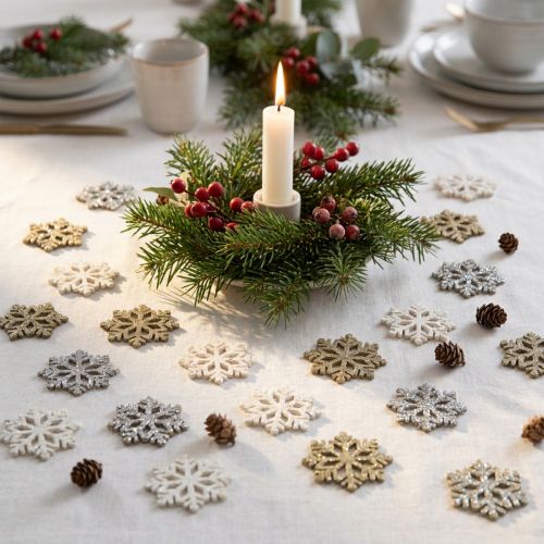Schneeflocken Holz Glitter-Mix Ø2cm 144St | Floristik24.de