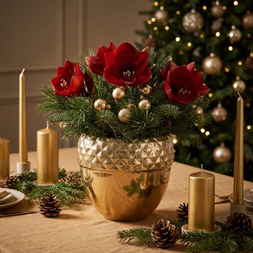 Artikel Übertopf Keramik Eichel Golden Weihnachtsdeko Ø18cm H16,5cm