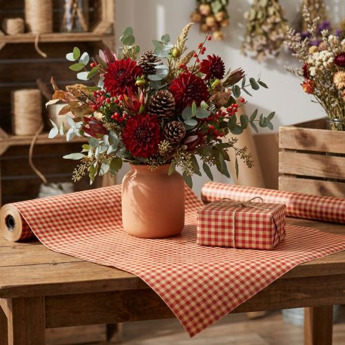 Blumenseide 50cm Karo Rot 5kg | Floristik24.de