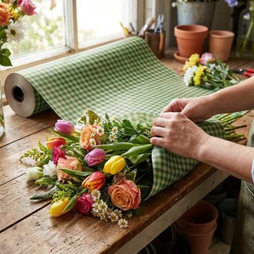Blumenseide 75cm Karo Grün 8kg | Floristik24.de