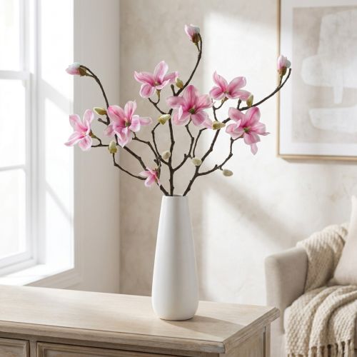 Kunstblume Magnolienzweig Rosa 59cm 3St