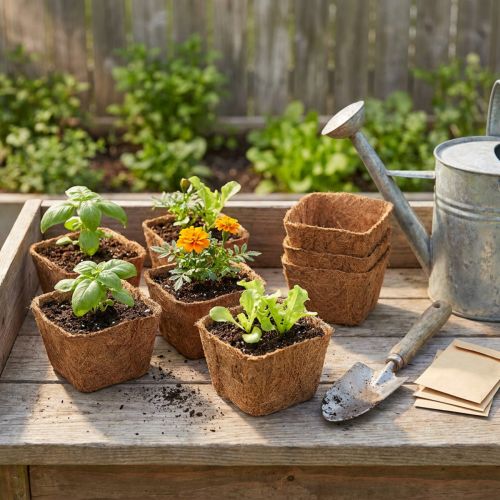 Artikel Anzuchttöpfe Kokosfaser Blumentopf Naturmaterial Kokos Pflanztopf 11cm 12St