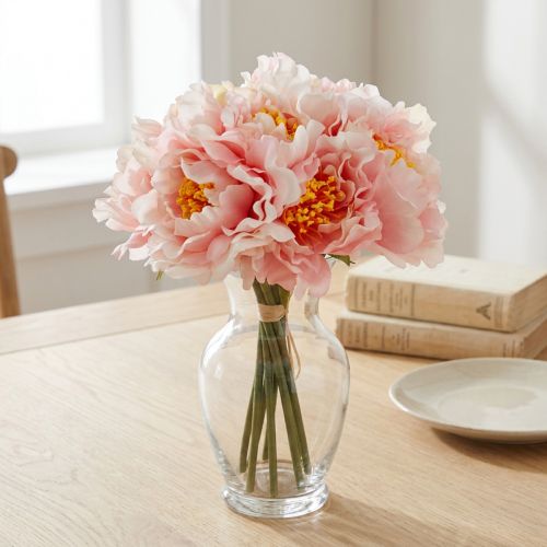 Pfingstrose Kunstblume Rosa 28cm 7 St im Bund