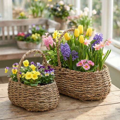 Pflanzkorb mit Henkel Korb Blumenkorb L23/35cm 2er-Set | Floristik24.de