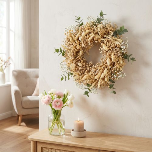 Trockenblumenkranz gebleicht Deko Kranz Creme Ø25cm | Floristik24.de