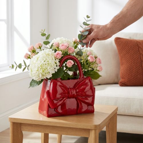 Deko Handtasche Vase rot kaufen