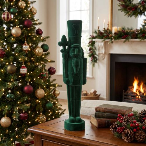 Nussknacker Figur stehend Weihnachtsdeko beflockt 77cm | Floristik24.de
