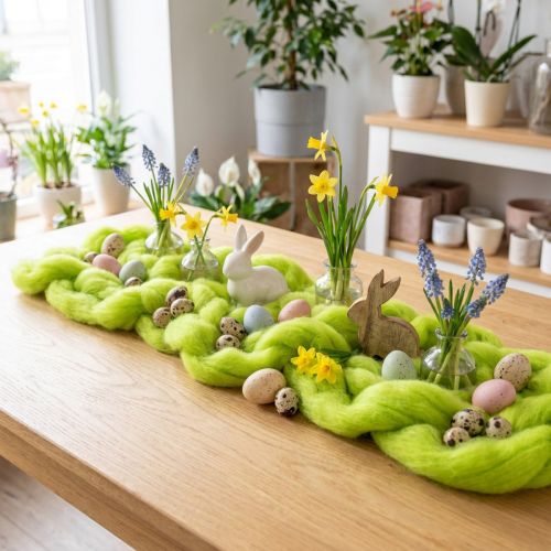 Wolllunte Weiche Filzwolle für Deko und saisonale Arrangements 2m Grün | Floristik24.de