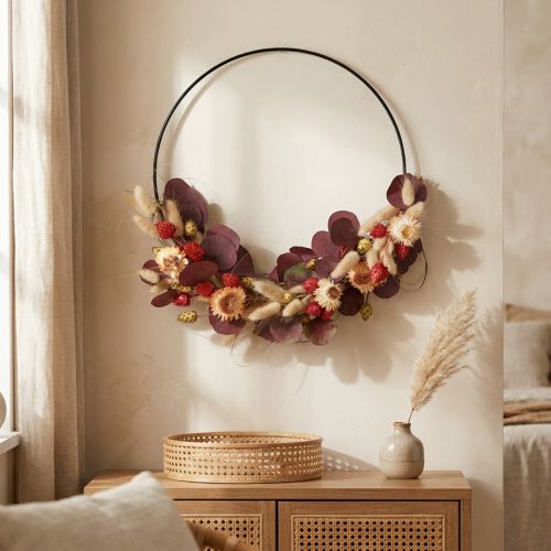 Artikel DIY Box Ring Trockenblumen-Kranz Strohblumen Ø30cm - Boho Dekoring selbst gestalten