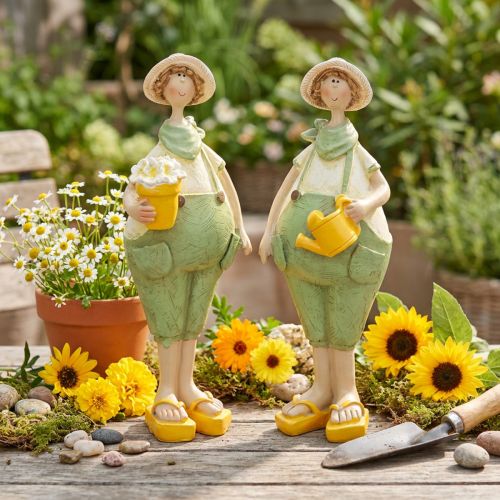 Dekofiguren Gärtner Tischdeko Sommer Grün Gelb 16,5×5,5cm 2St | Floristik24.de