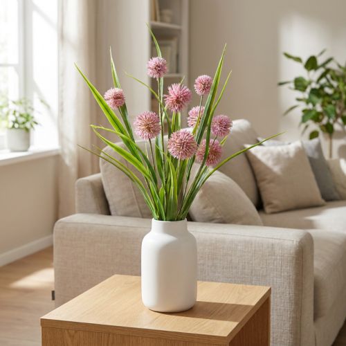 Kunstblumen Kugelblume Allium Zierlauch künstlich Rosa 45cm | Floristik24.de