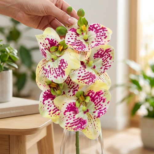 Künstlicher Orchideenzweig Phaelaenopsis Grün Pink H49cm | Floristik24.de