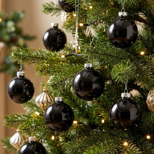 Schwarze Weihnachtskugeln Baumkugeln Glas Ø4cm 24 St | Floristik24.de