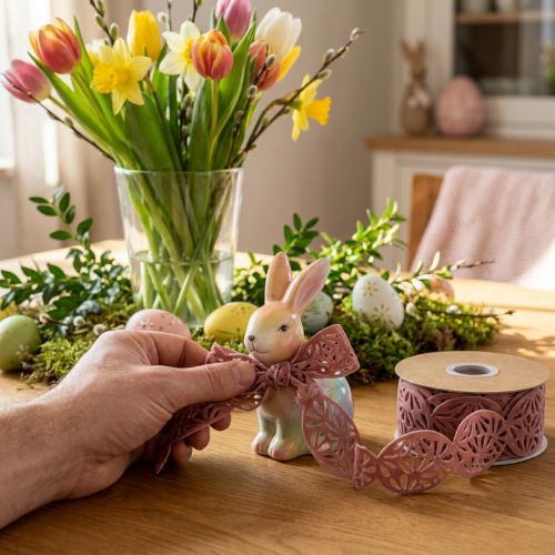 Samtband Ostereier Dekoband Ostern Altrosa 40mm 5m | Floristik24.de