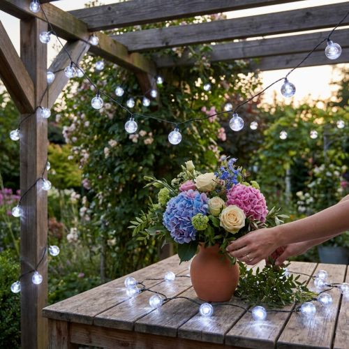 Kugel Lichterkette Cherry Außen Kaltweiß 60 LED 900cm