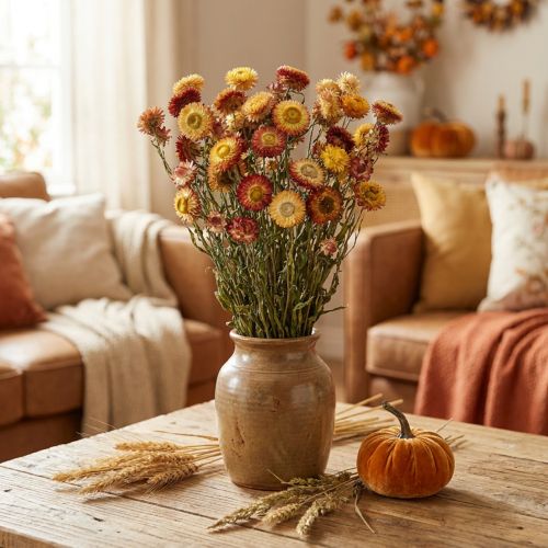 Artikel Strohblume Gelb, Rot getrocknet Helichrysum Trockenblume 50cm 60g