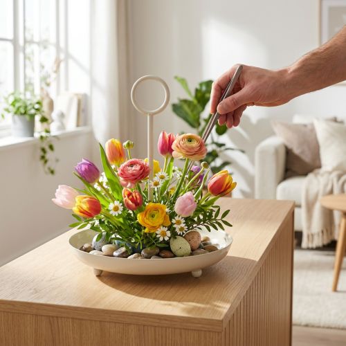 Artikel Dekoschale aus Metall mit Griff für modernes Wohnzimmerdesign und Tischdeko 31cm