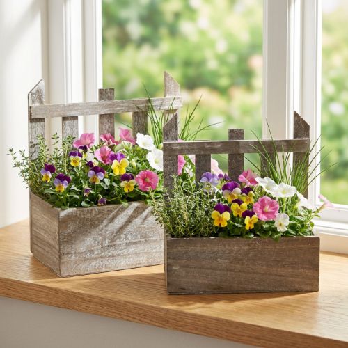 Pflanzkasten Holz Set 2St Mini Blumenkasten L22/25cm