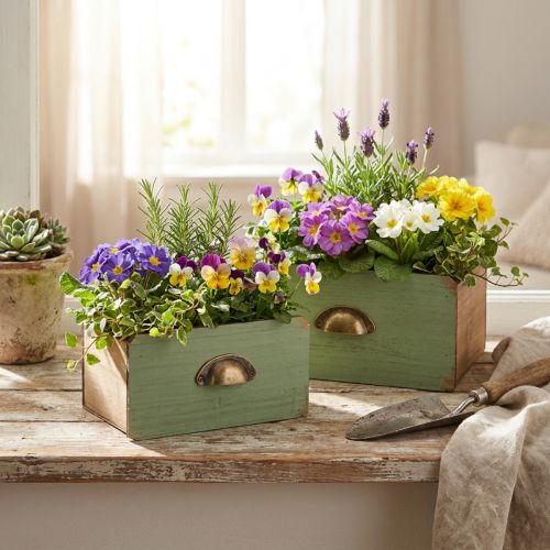 Artikel Pflanzkasten Holz Schubladen Deko 22/18cm Set aus 2St