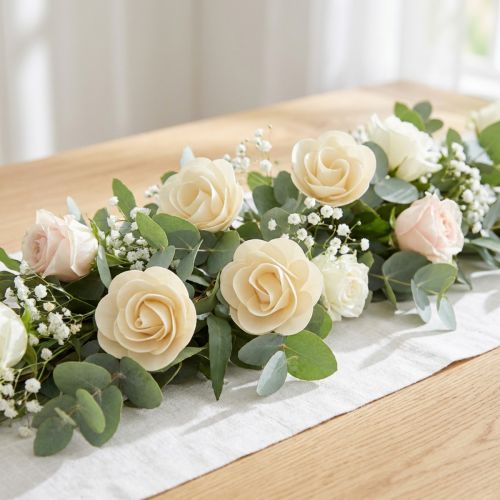 Deko Rosen Creme Künstliche Rosen Holzrosen Ø7,5cm 12 St | Floristik24.de