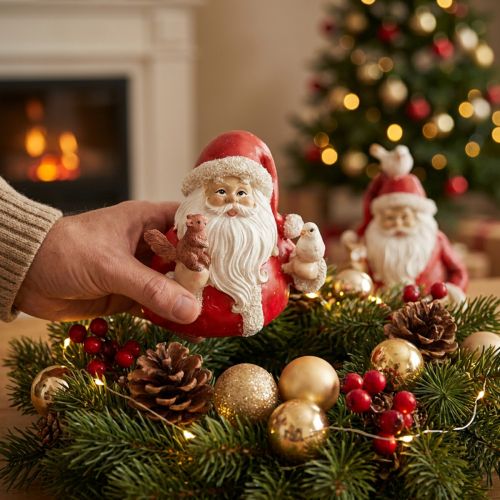 Weihnachtsfiguren Weihnachtsmann mit Tieren 10x7x9cm 2St | Floristik24.de