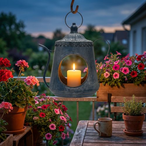 Windlicht aus Metall Vintage Optik für Balkon