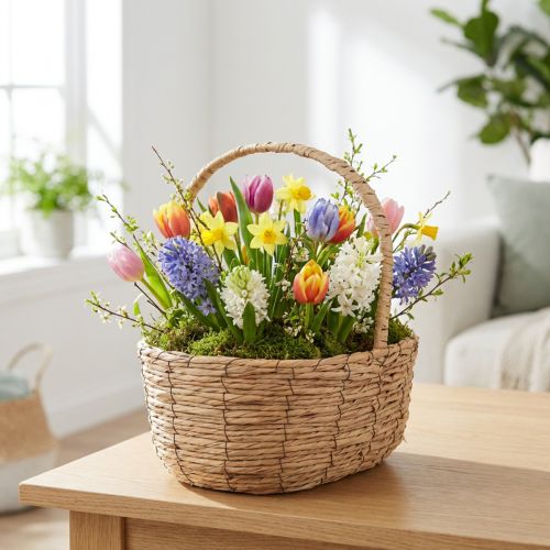 Korb mit Henkel Pflanzkorb Präsentkorb künstlich 31×23×36cm | Floristik24.de