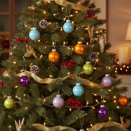 Bunte Weihnachtskugeln 40mm glänzend