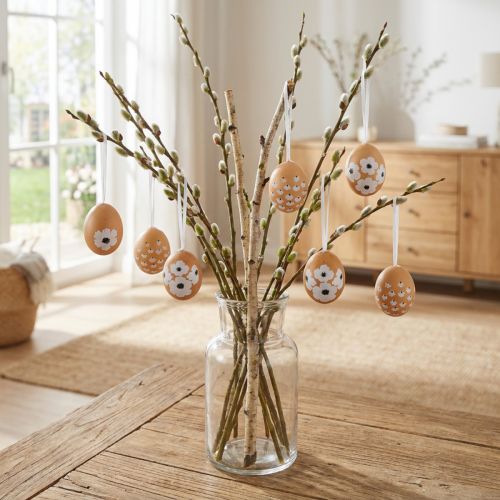 Artikel Ostereier hängende Dekoration Frühling Ostern Echte Hühnereier Natur 6cm 6St