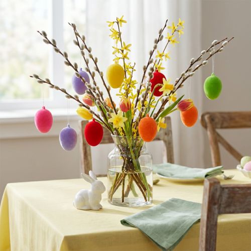 Deko-Eier beflockt bunt 4cm 18 St | Floristik24.de