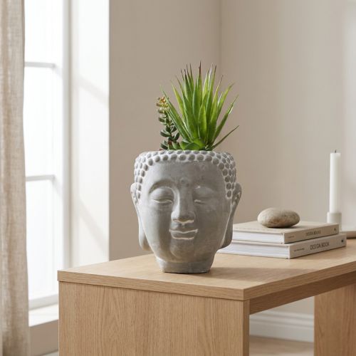 Künstliche Sukkulenten Buddha Blumentopf Ø12cm