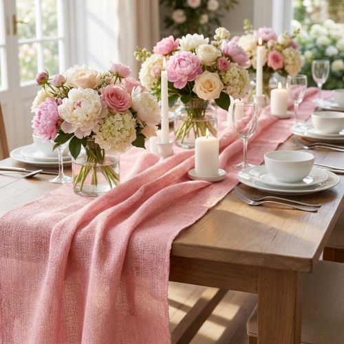 Tischband Jute Rosa 50cm x 910cm | Floristik24.de