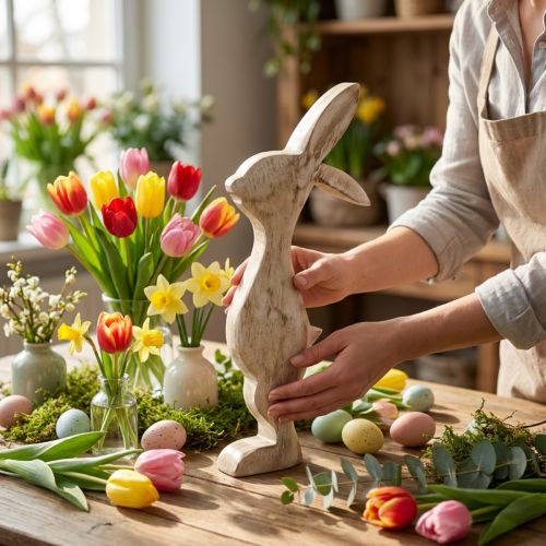 Hase aus Holz, Frühling, Osterdeko, Dekohase H25cm | Floristik24.de