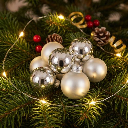 Weihnachtskugel Ø4cm Silber Glanz/Matt 24 St | Floristik24.de