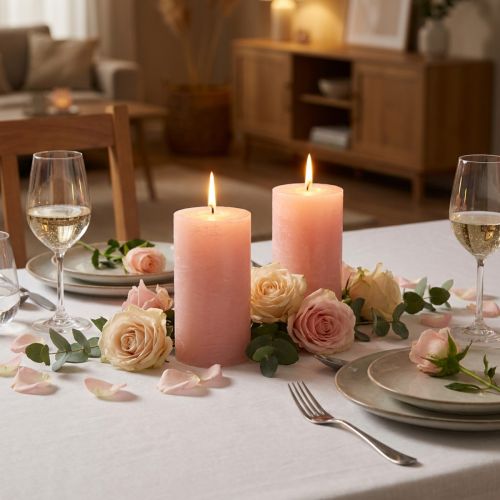 Rosa Stumpenkerzen 85×150mm, durchgefärbt, 2er Set, ideal für Dekoration & Romantik | Floristik24.de