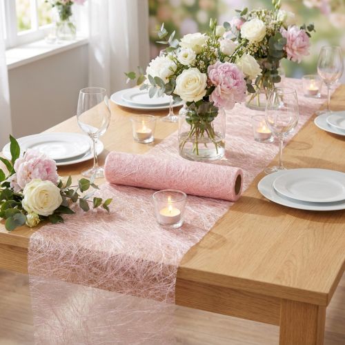 Deko Vlies Sizoweb Tischläufer Rosa 30cm x 5m