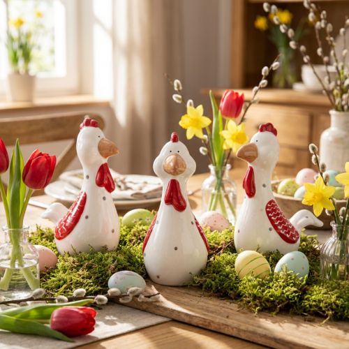 Deko Hühner Osterdeko Figuren Keramik Deko 15cm 3St | Floristik24.de