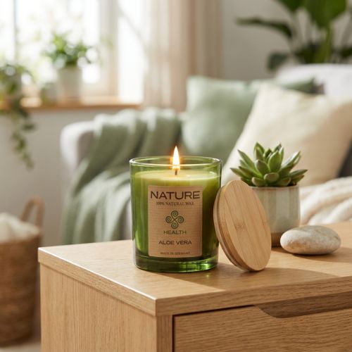 Duftkerze Glas Aloe Vera Naturwachs 85×70mm