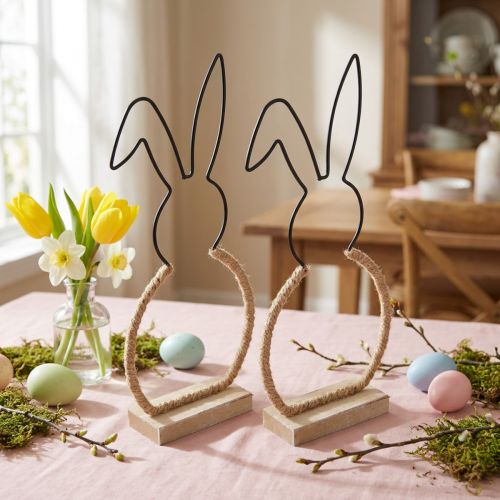 Osterhasen Tischdeko Ostern Draht Boho Deko 24cm 2St | Floristik24.de