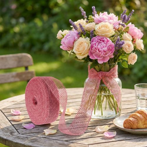 Juteband Rosa 5cm 40m | Floristik24.de