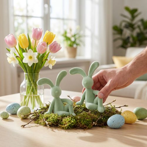 Osterhase Dekofigur für stilvolle Wohnraumdekoration und Ostern 22cm 2St | Floristik24.de