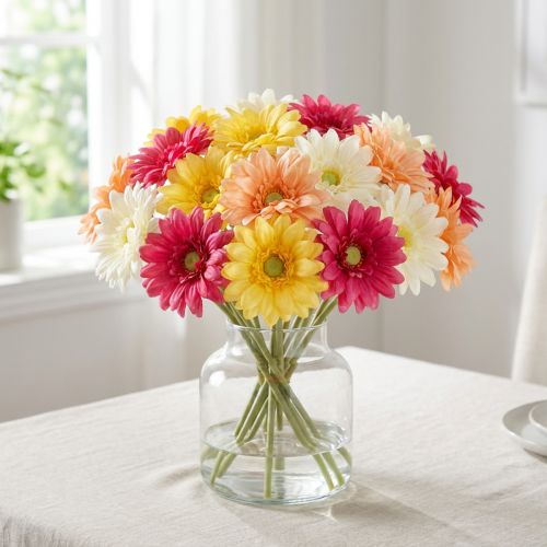 Künstlicher Gerbera Blumenbund für frische und pflegeleichte Dekoration 47cm 32St | Floristik24.de