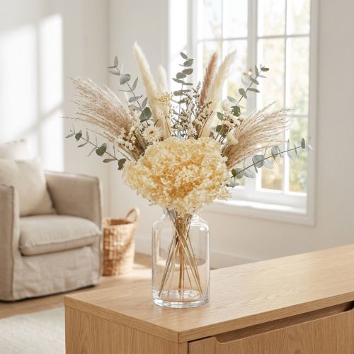 Artikel Deko Hortensie Creme Echte Blume Konserviert Ø20cm 1 St