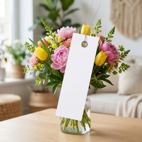 Weiße Hängeetiketten 18x60mm mit Metalldraht, Wetterfest, Ideal für Floristik und Geschenkbeschriftung, 250 Stück | Floristik24.de