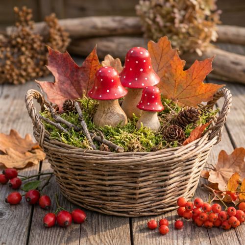 Fliegenpilz Deko Pilze Holzpilze Herbstdeko H6/8/10cm 3er-Set | Floristik24.de