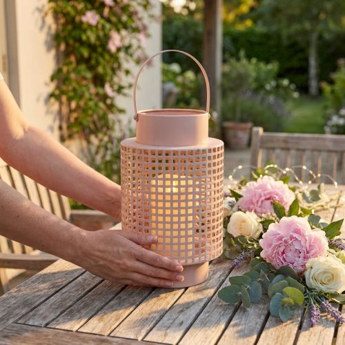 Deko Laterne Rosa Metall Ø18cm H29cm