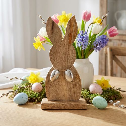 Osterhase Holz mit Eiern Metall, Tischdeko Ostern H31cm | Floristik24.de