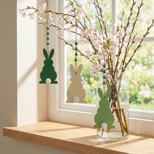 Osterhasen zum Hängen, Frühlingsdeko, Anhänger, Deko-Hasen Grün, Weiß 3 St | Floristik24.de