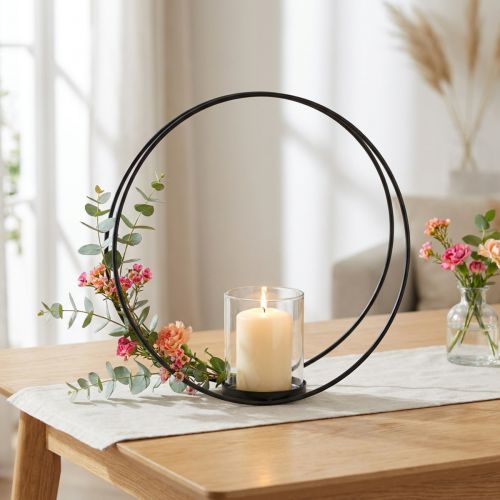 Dekoring Windlicht Metall Schwarz Ø35cm